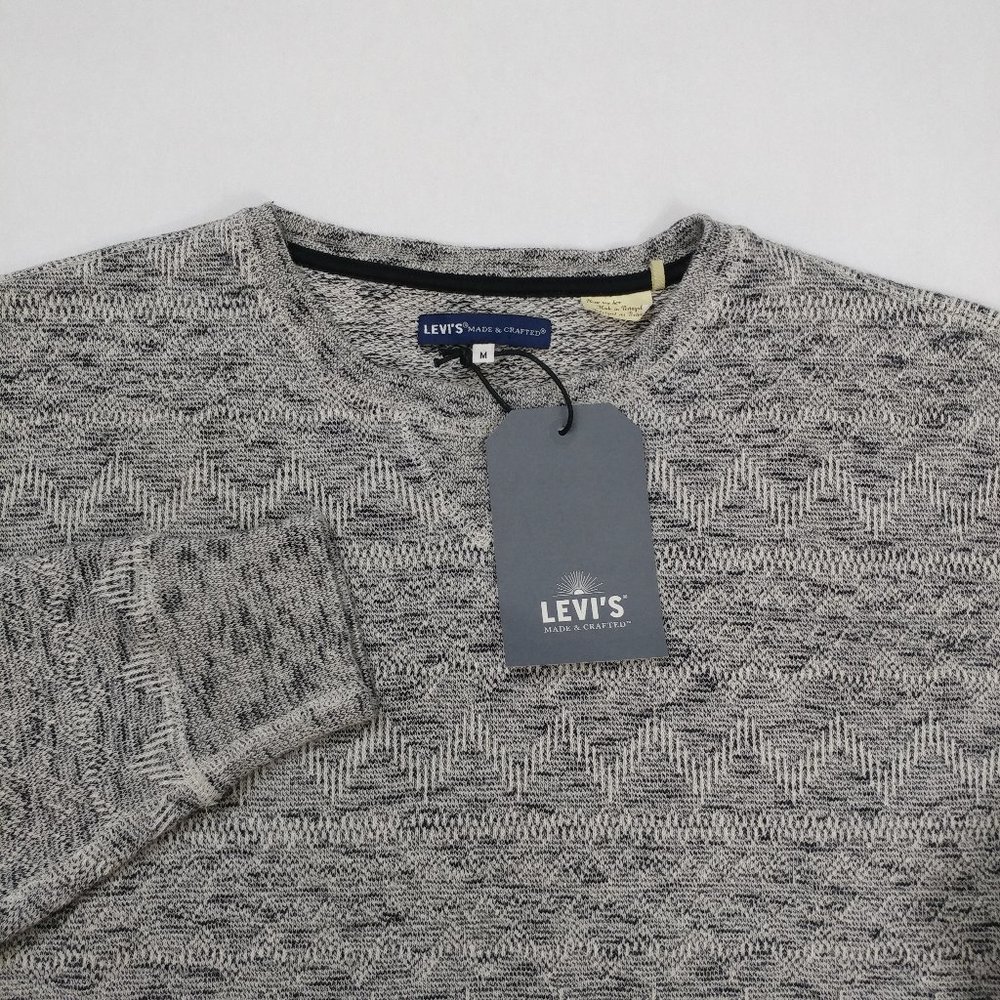 $128 Levis Made & Crafted Men's Grey Geo Crewneck Sweatshirt Size M Knit